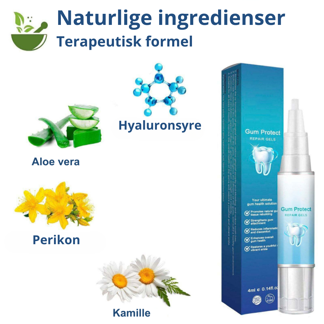 Gum Repair Gel revitaliserer tandkødet og lysner tænderne inden for den første uge.